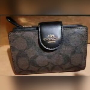 Coach Black and Brown Signature Wallet